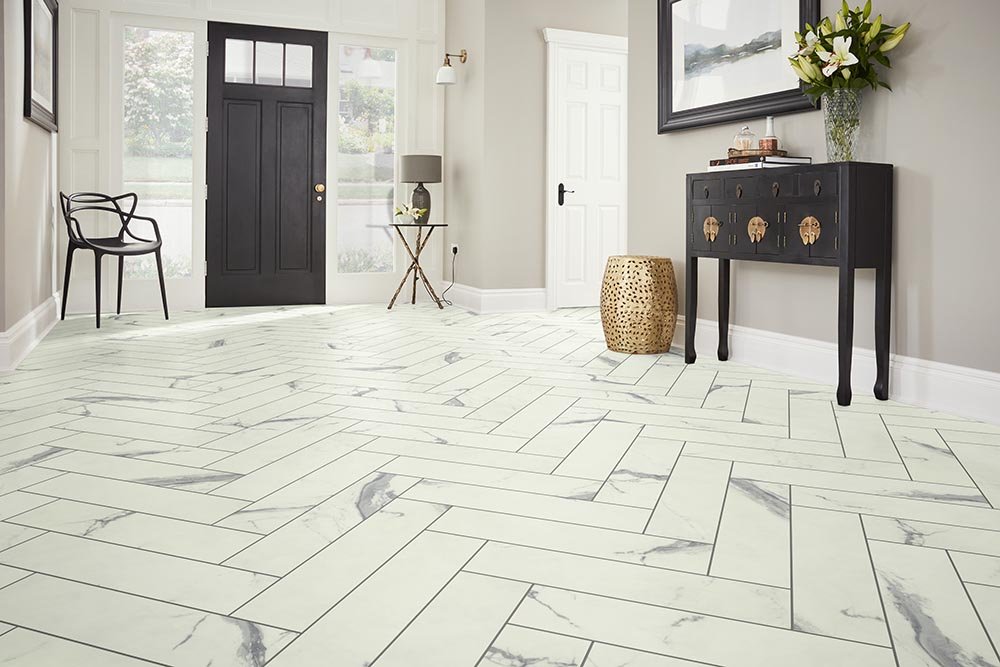 Entry Foyer Luxury Vinyl Tile Herringbone LVT -  Pulskamps Flooring Plus in Batesville, IN