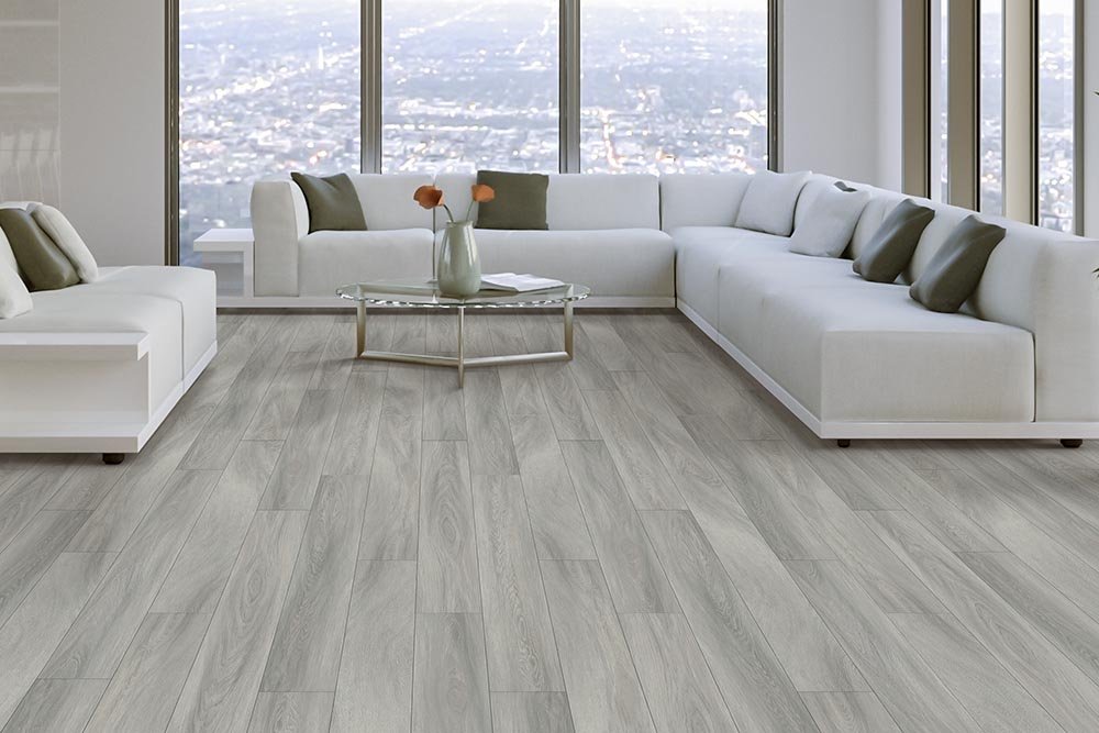 Living Room Gray Greige Luxury Vinyl Plank LVP -  Pulskamps Flooring Plus in Batesville, IN